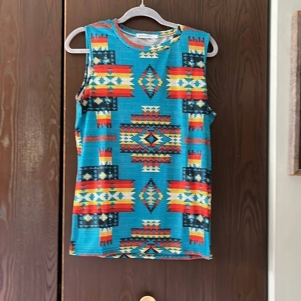 MissLook Aztec pattern sleeveless top. Size Medium. New without the tags.